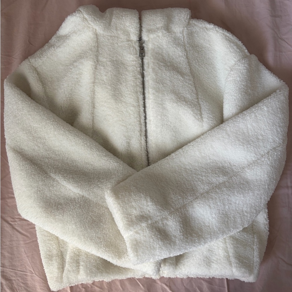 Madewell Cream Fleece Zip-Up Jacket